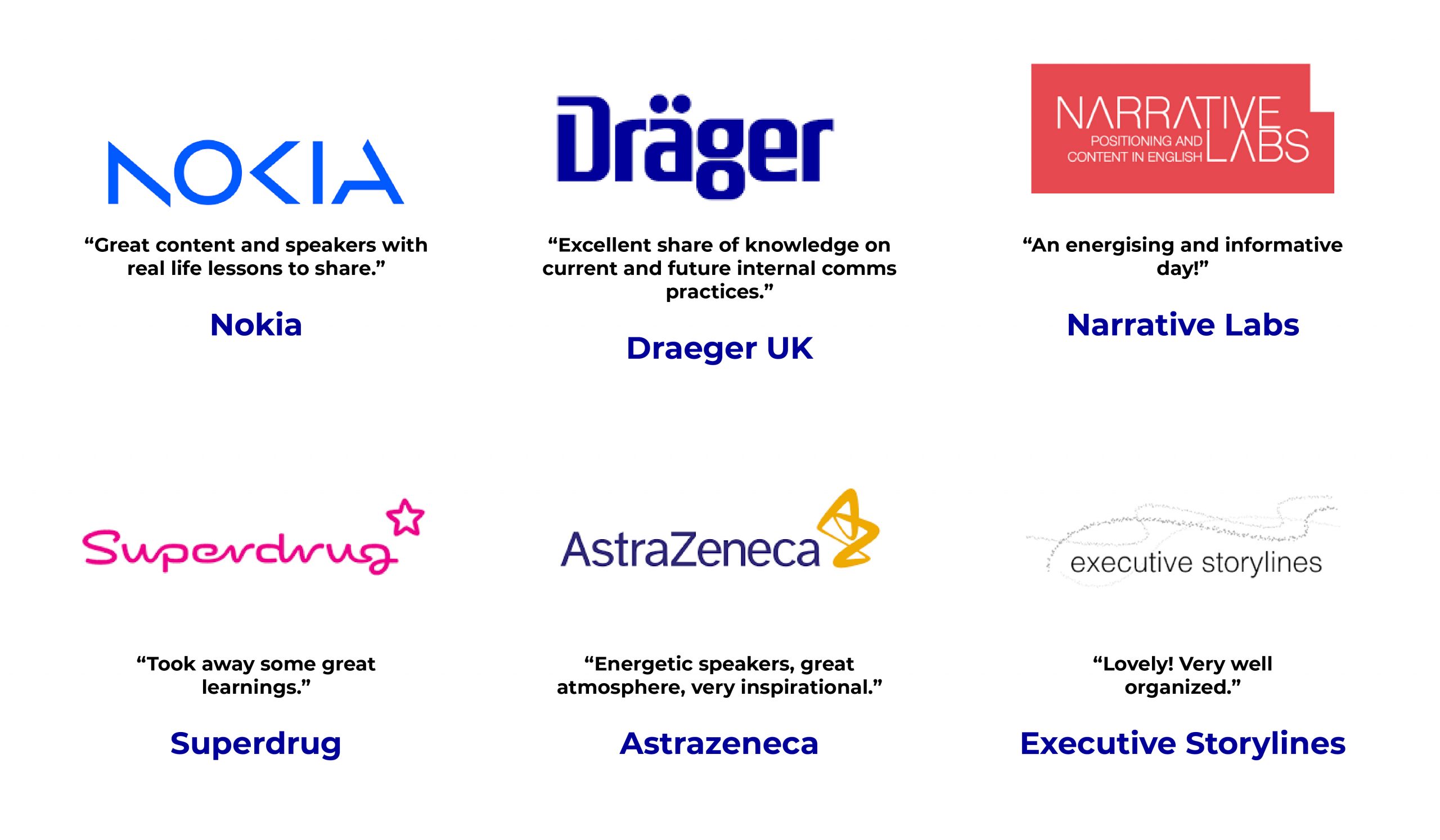 Previous attendees testimonials